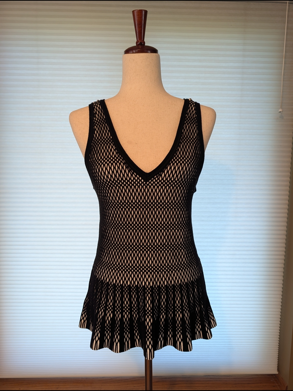 WHBM Top, Black And cream, Size M